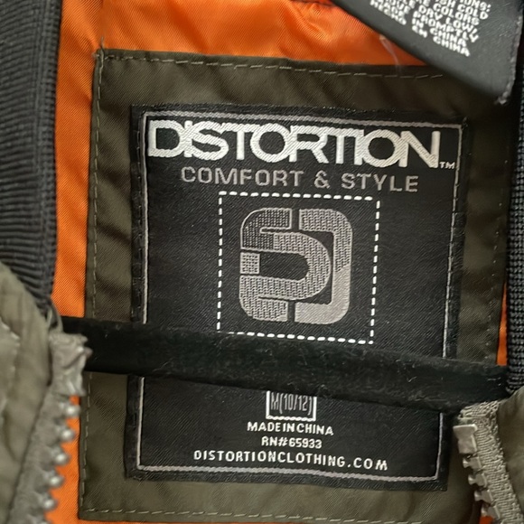 Distortion Bomber Jacket Youth Military Green size m 10/12 - Picture 2 of 4